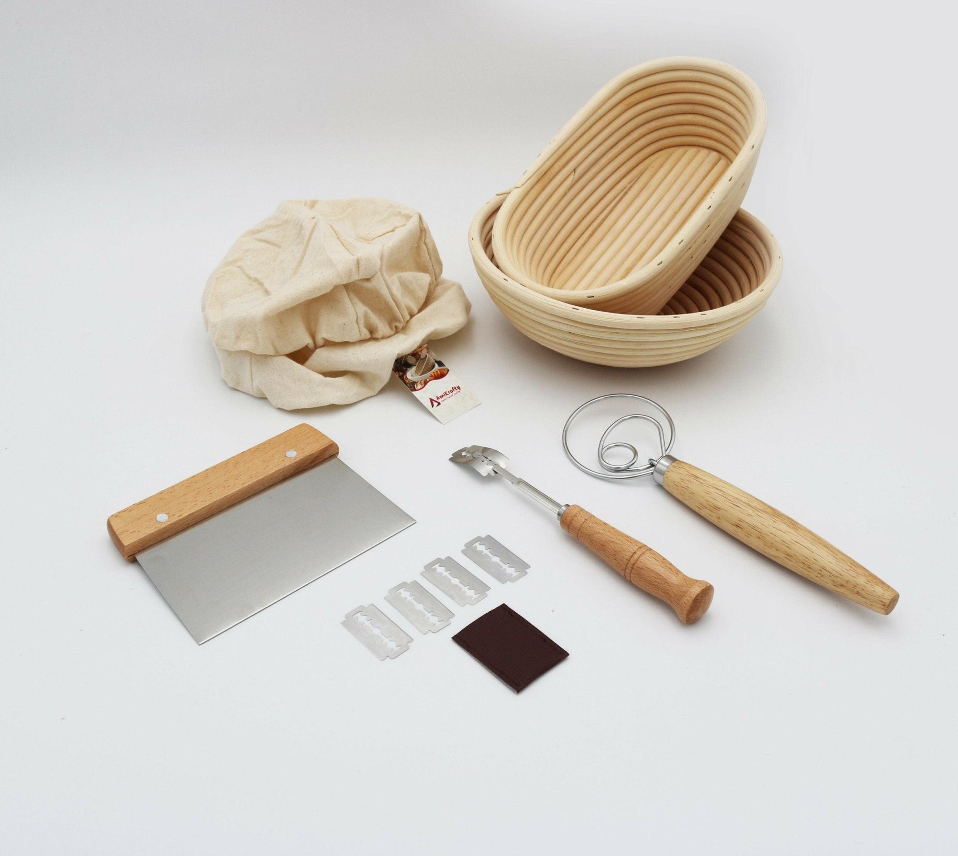 AmiKrafty’s Premium Bread Making Set: Banneton Bread Proofing Basket - Ami Krafty - Express Yourself, Craftily