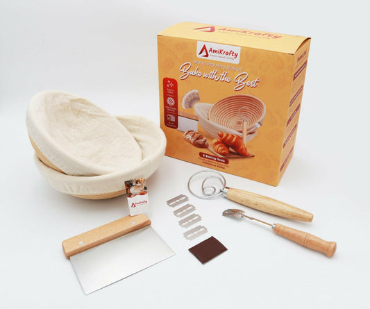 AmiKrafty’s Premium Bread Making Set: Banneton Bread Proofing Basket - Ami Krafty - Express Yourself, Craftily